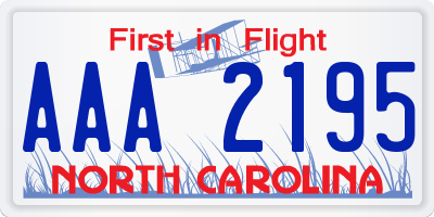 NC license plate AAA2195