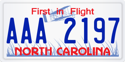 NC license plate AAA2197