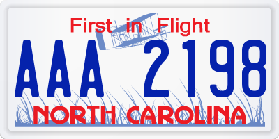 NC license plate AAA2198