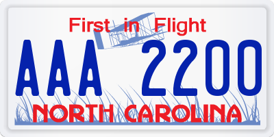 NC license plate AAA2200