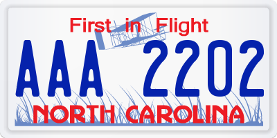 NC license plate AAA2202