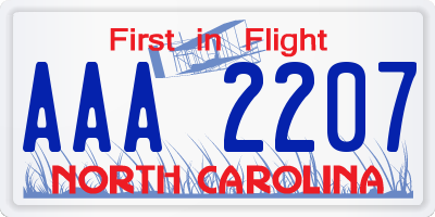 NC license plate AAA2207