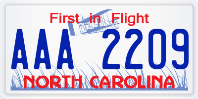 NC license plate AAA2209