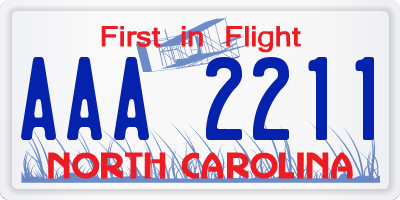 NC license plate AAA2211