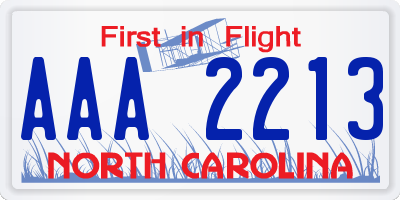 NC license plate AAA2213