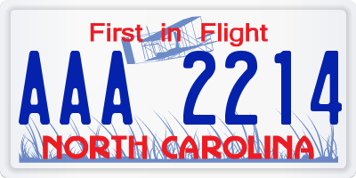 NC license plate AAA2214