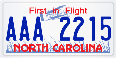 NC license plate AAA2215