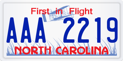 NC license plate AAA2219