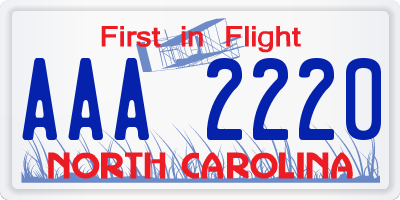 NC license plate AAA2220