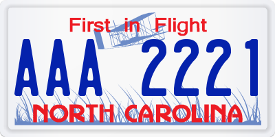 NC license plate AAA2221