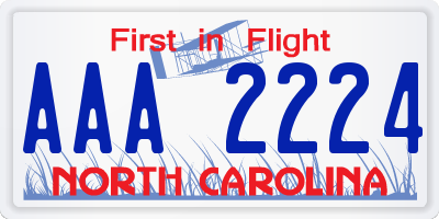 NC license plate AAA2224