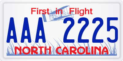 NC license plate AAA2225