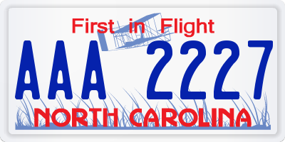 NC license plate AAA2227