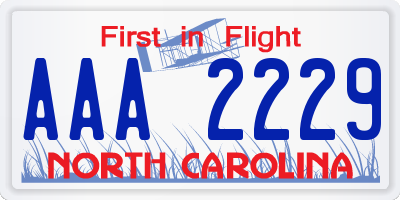 NC license plate AAA2229