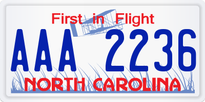 NC license plate AAA2236
