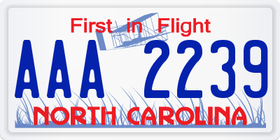 NC license plate AAA2239