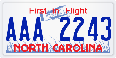 NC license plate AAA2243