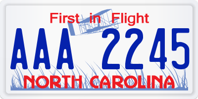 NC license plate AAA2245