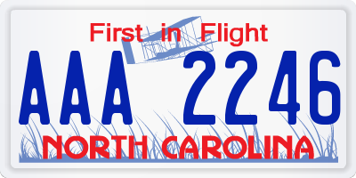 NC license plate AAA2246
