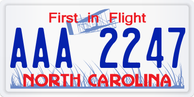 NC license plate AAA2247