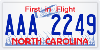 NC license plate AAA2249