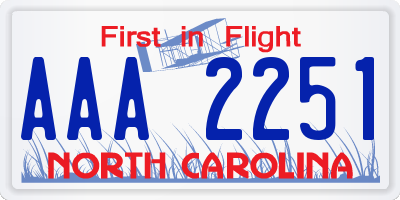 NC license plate AAA2251