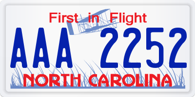 NC license plate AAA2252