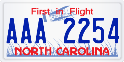 NC license plate AAA2254