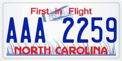 NC license plate AAA2259