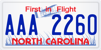 NC license plate AAA2260