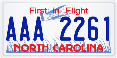 NC license plate AAA2261