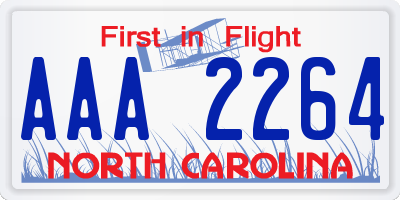 NC license plate AAA2264