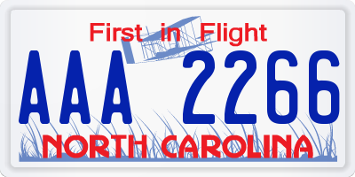 NC license plate AAA2266