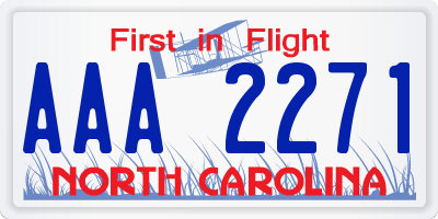 NC license plate AAA2271