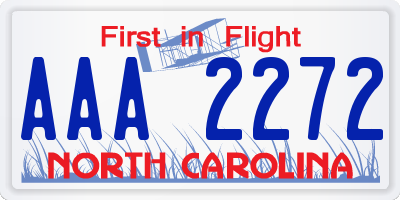 NC license plate AAA2272