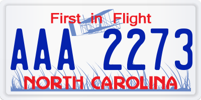 NC license plate AAA2273