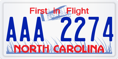 NC license plate AAA2274