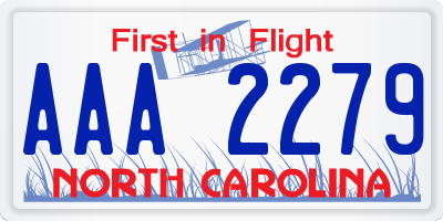 NC license plate AAA2279