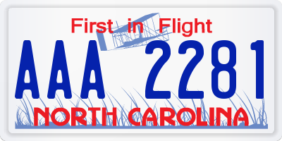 NC license plate AAA2281