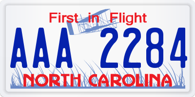 NC license plate AAA2284