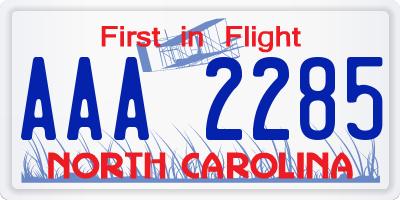 NC license plate AAA2285