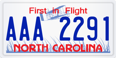 NC license plate AAA2291