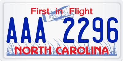 NC license plate AAA2296