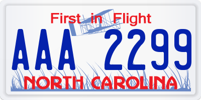NC license plate AAA2299
