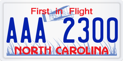 NC license plate AAA2300