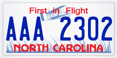 NC license plate AAA2302