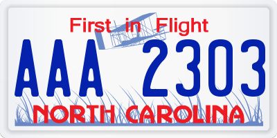 NC license plate AAA2303