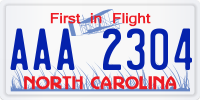 NC license plate AAA2304
