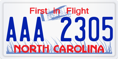 NC license plate AAA2305