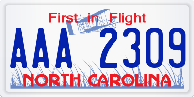 NC license plate AAA2309